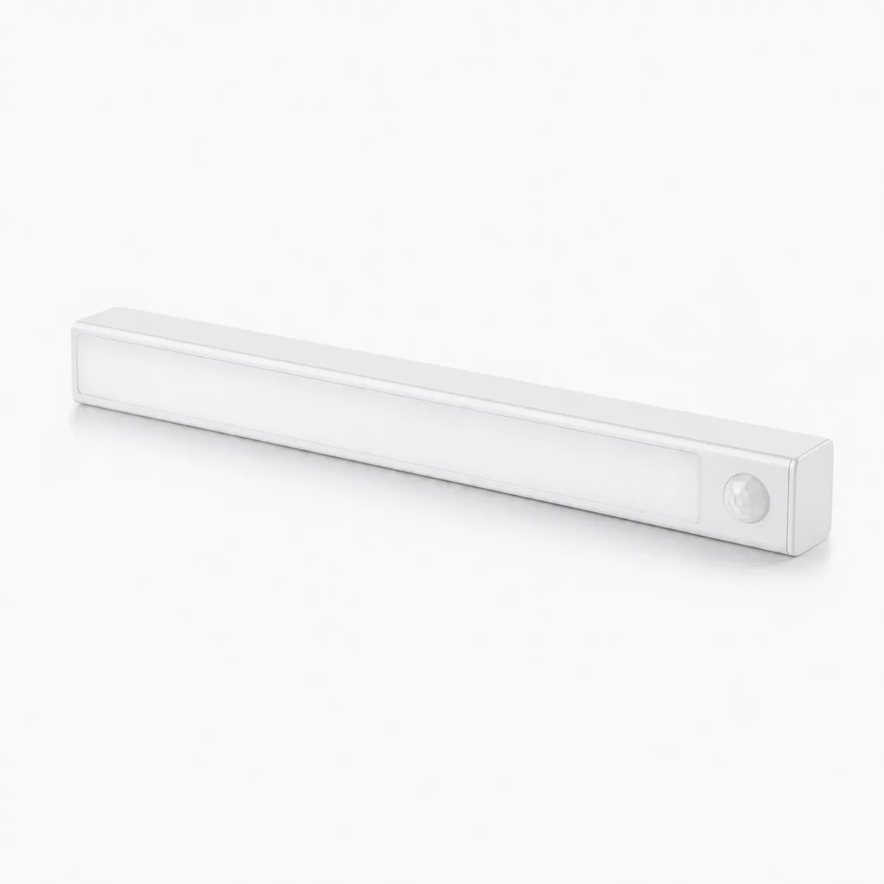 White LumaRail light bar off its magnetic mount, ready to be snapped back on