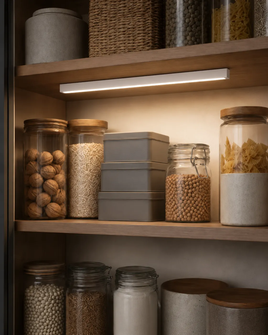 LumaRail light bar installed in a pantry
